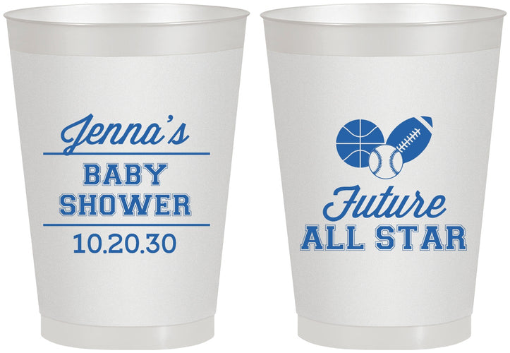 Personalized Baby Shower 8 oz Frosted Cups - Future All Star | 90146