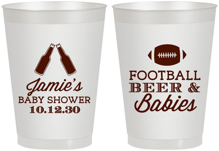 Personalized Baby Shower 8 oz Frosted Cups - Football Beer Babies | 90147