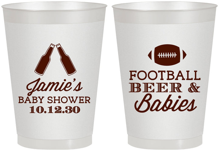 Personalized Baby Shower 8 oz Frosted Cups - Football Beer Babies | 90147