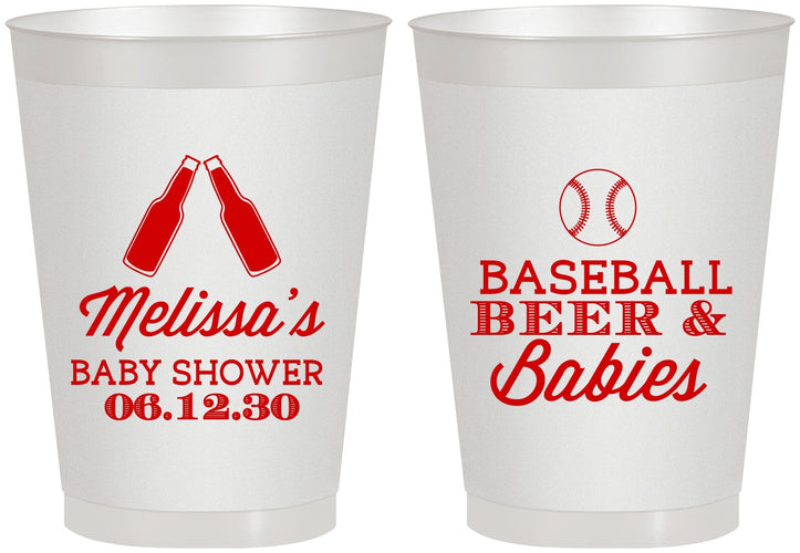 Personalized Baby Shower 8 oz Frosted Cups - Baseball Beer Diapers | 90149