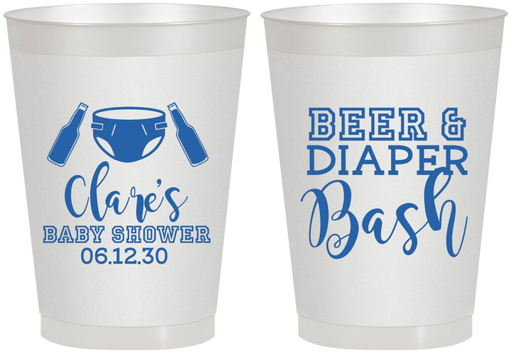 Personalized Baby Shower 8 oz Frosted Cups - Beer Diapers Bash | 90151