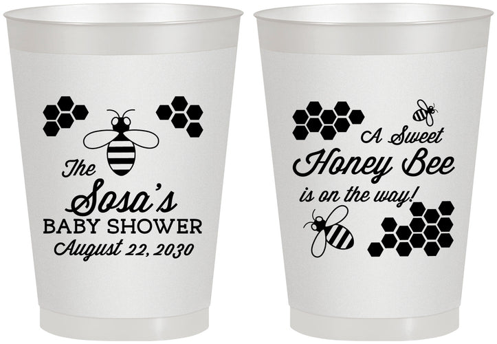 Personalized Baby Shower 8 oz Frosted Cups - Honey Bee | 90154