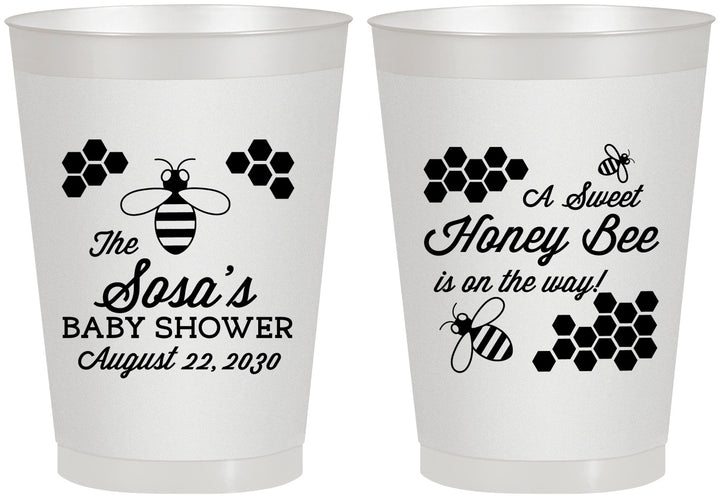 Personalized Baby Shower 8 oz Frosted Cups - Honey Bee | 90154
