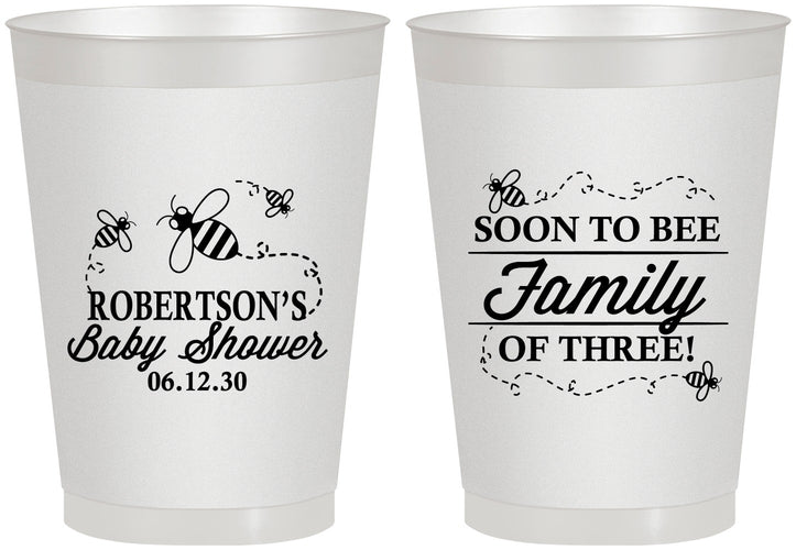 Personalized Baby Shower 8 oz Frosted Cups - Bee Family | 90155