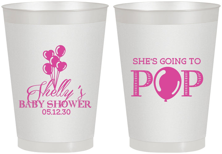 Personalized Baby Shower 8 oz Frosted Cups - Shes Going To Pop | 90157