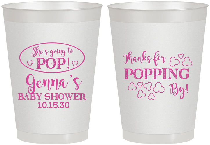 Personalized Baby Shower 8 oz Frosted Cups - Popping By | 90158