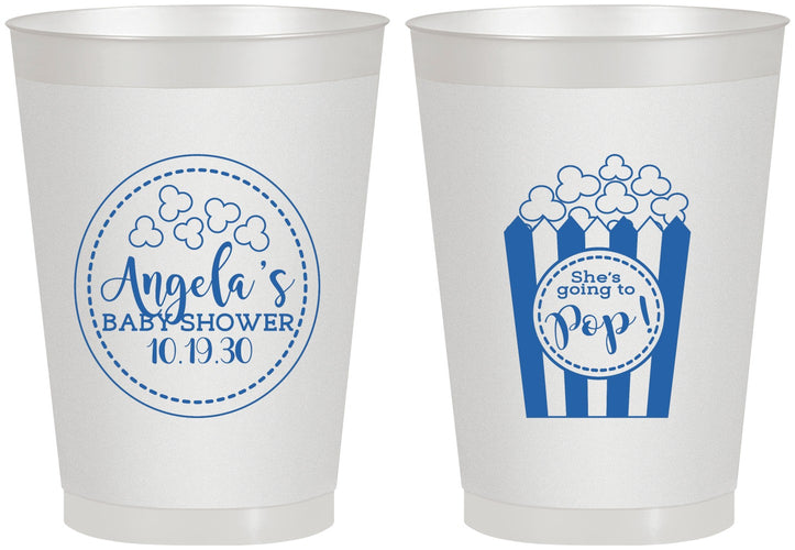 Personalized Baby Shower 8 oz Frosted Cups - Shes Going To Pop | 90159