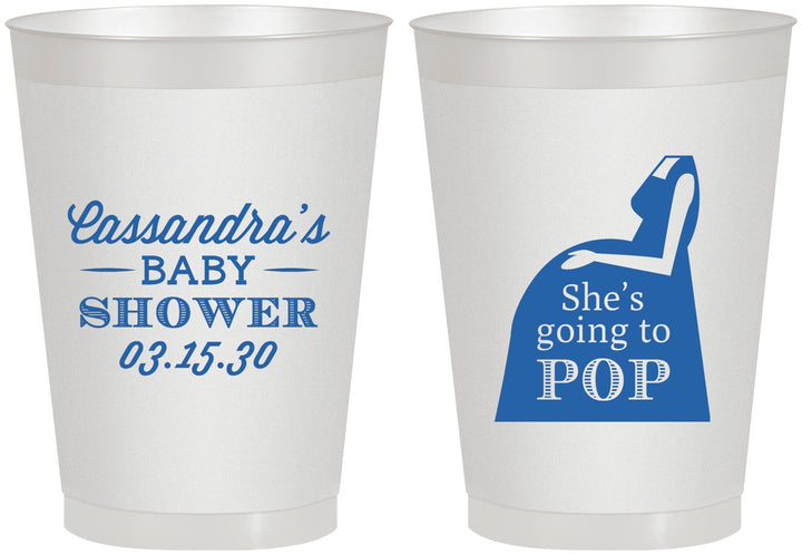 Personalized Baby Shower 8 oz Frosted Cups - Shes Going To Pop | 90161