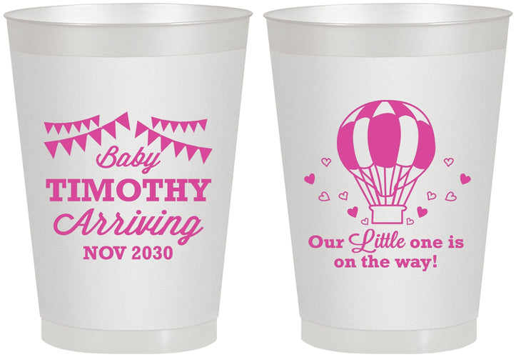 Personalized Baby Shower 8 oz Frosted Cups - Hot Air Balloon | 90162