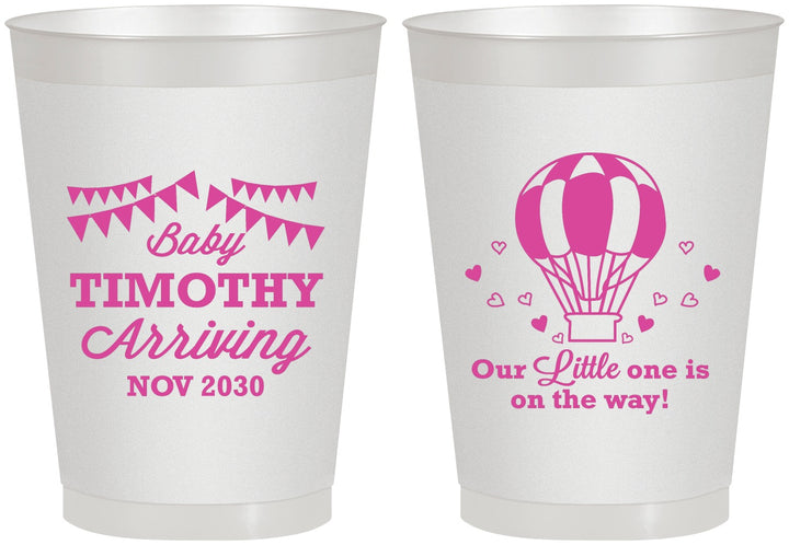 Personalized Baby Shower 8 oz Frosted Cups - Hot Air Balloon | 90162
