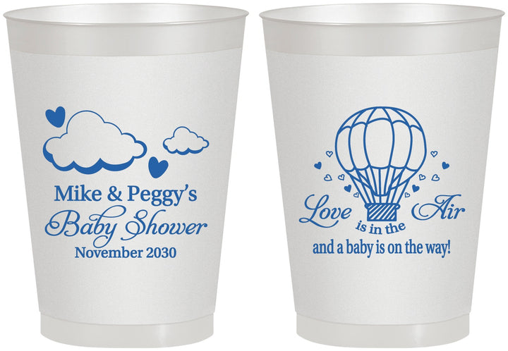 Personalized Baby Shower 8 oz Frosted Cups - Love Is In The Air | 90163