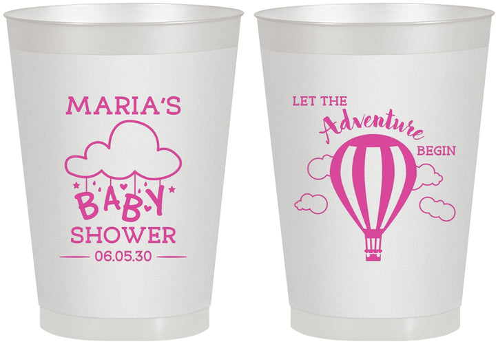 Personalized Baby Shower 8 oz Frosted Cups - Hot Air Balloon | 90164