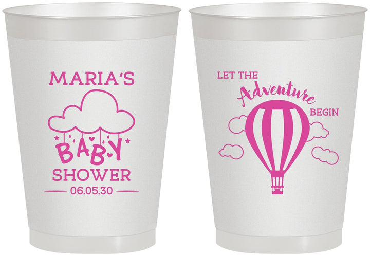 Personalized Baby Shower 8 oz Frosted Cups - Hot Air Balloon | 90164