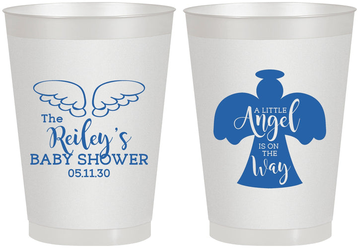 Personalized Baby Shower 8 oz Frosted Cups - Angel On The Way | 90165