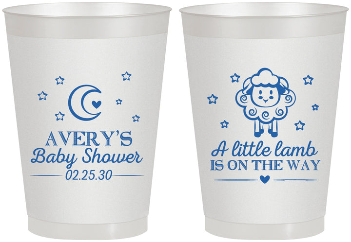 Personalized Baby Shower 8 oz Frosted Cups - Little Lamb On The Way | 90167