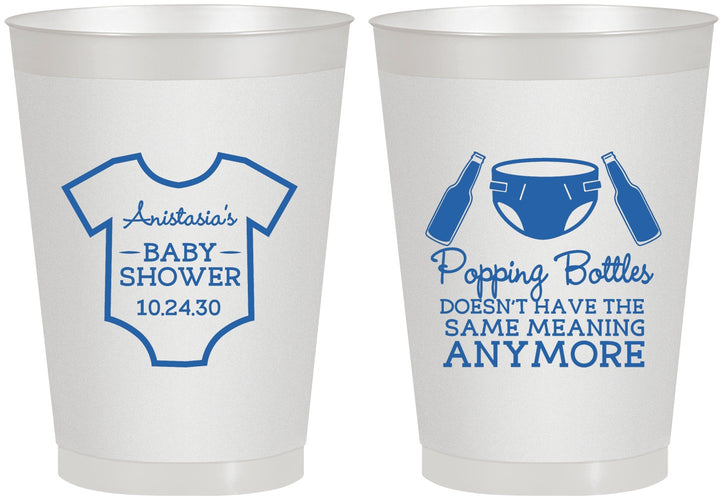 Personalized Baby Shower 8 oz Frosted Cups - Popping Bottles | 90169