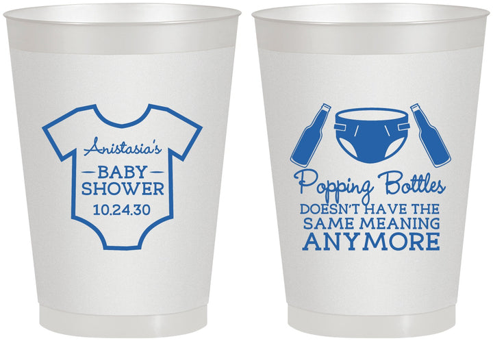 Personalized Baby Shower 8 oz Frosted Cups - Popping Bottles | 90169