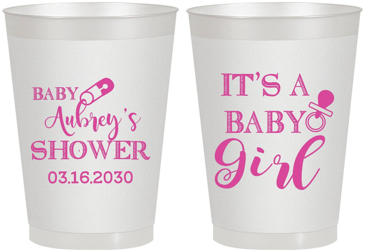 Personalized Baby Shower 8 oz Frosted Cups - Baby Girl | 90171