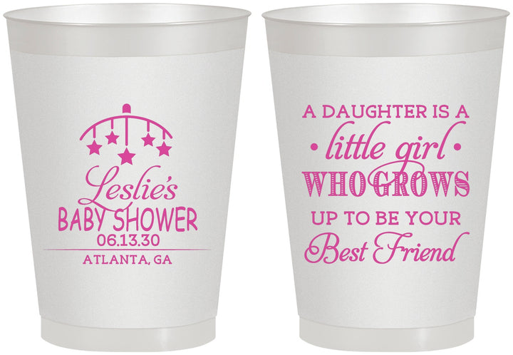 Personalized Baby Shower 8 oz Frosted Cups - Little Girls Best Friend | 90173