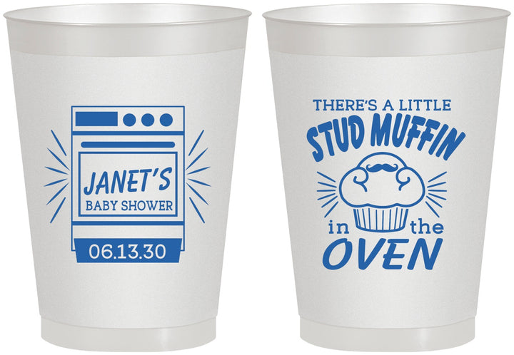 Personalized Baby Shower 8 oz Frosted Cups - Stud Muffin | 90182