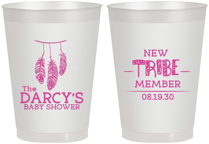 Personalized Baby Shower 8 oz Frosted Cups - Tribe Member | 90183