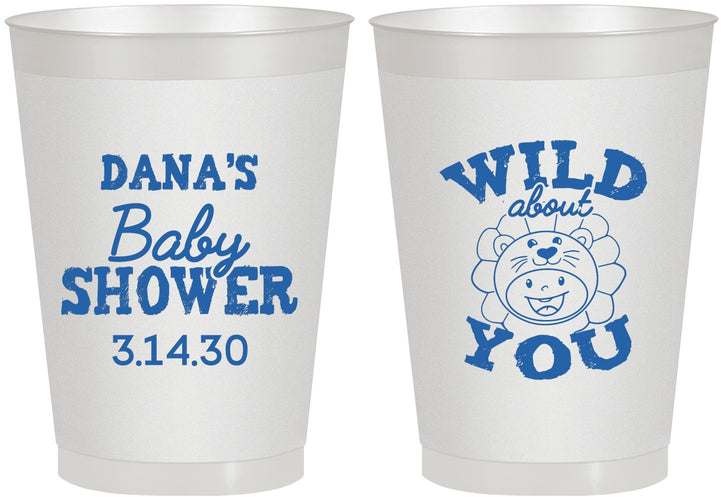 Personalized Baby Shower 8 oz Frosted Cups - Lion Wild About You | 90186