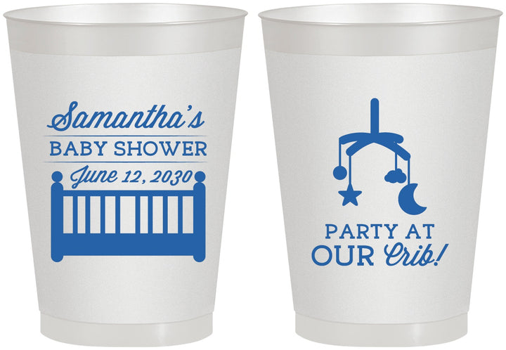 Personalized Baby Shower 8 oz Frosted Cups - Party At Our Crib | 90187