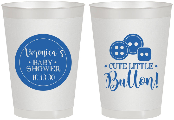 Personalized Baby Shower 8 oz Frosted Cups - Cute Little Button | 90189