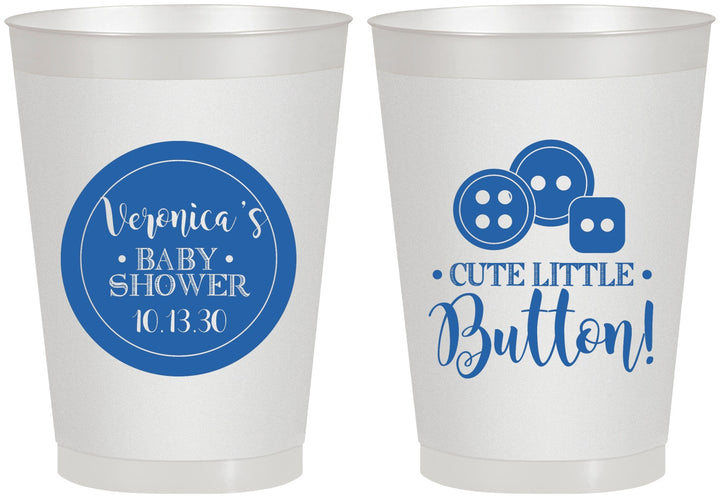Personalized Baby Shower 8 oz Frosted Cups - Cute Little Button | 90189