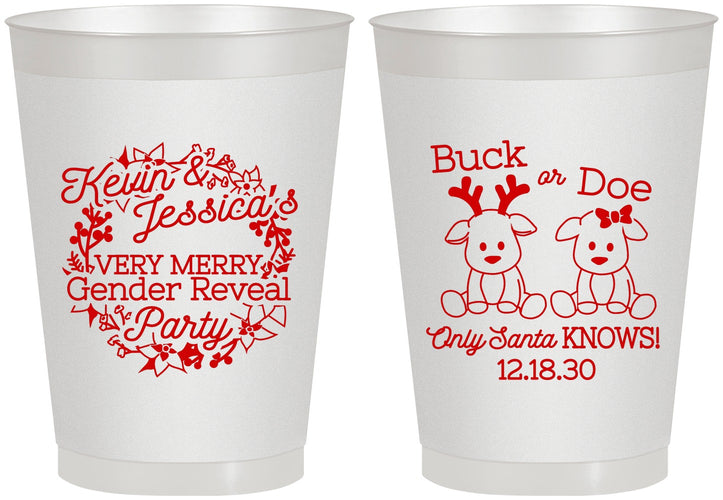 Personalized Baby Shower 8 oz Frosted Cups - Christmas Gender Reveal | 90193