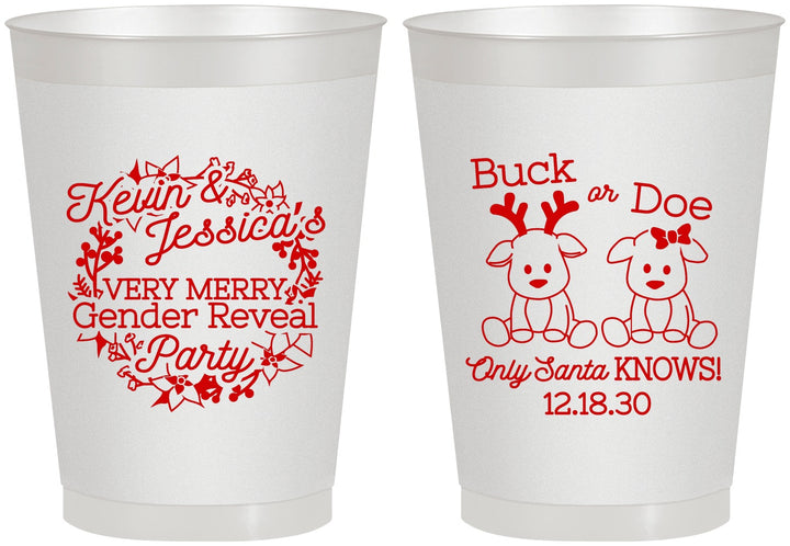 Personalized Baby Shower 8 oz Frosted Cups - Christmas Gender Reveal | 90193