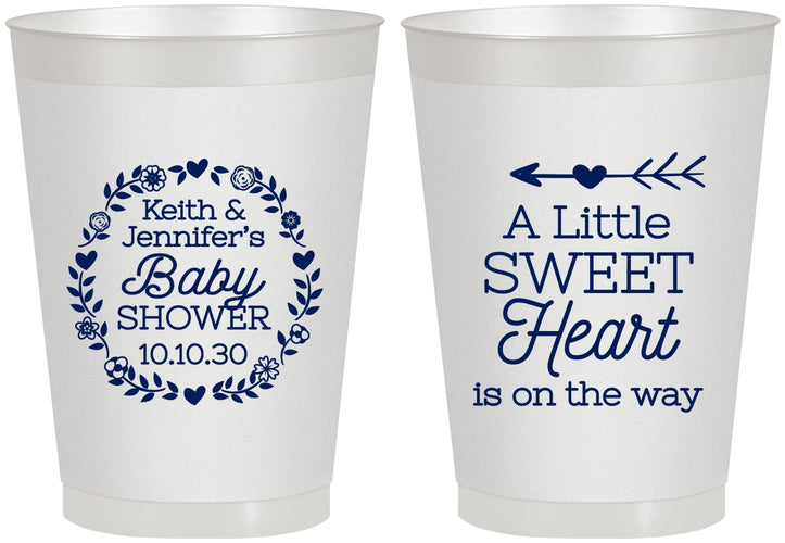Personalized Baby Shower 8 oz Frosted Cups - Little Sweet Heart | 90195