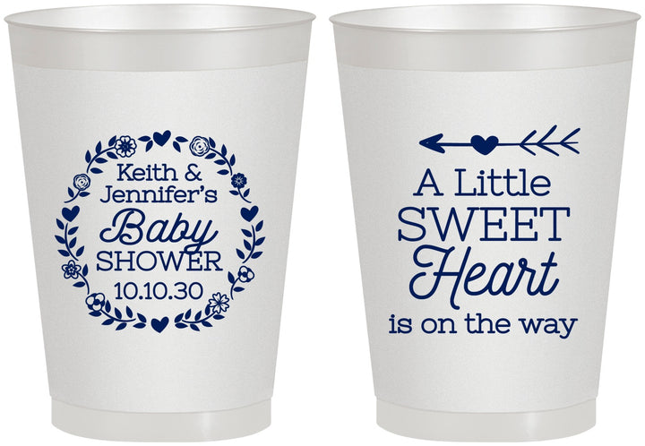 Personalized Baby Shower 8 oz Frosted Cups - Little Sweet Heart | 90195