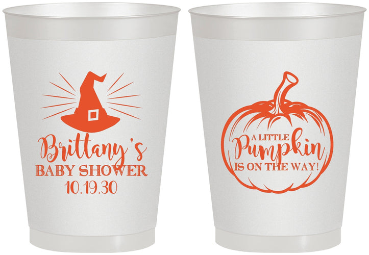 Personalized Baby Shower 8 oz Frosted Cups - Little Pumpkin Halloween | 90196