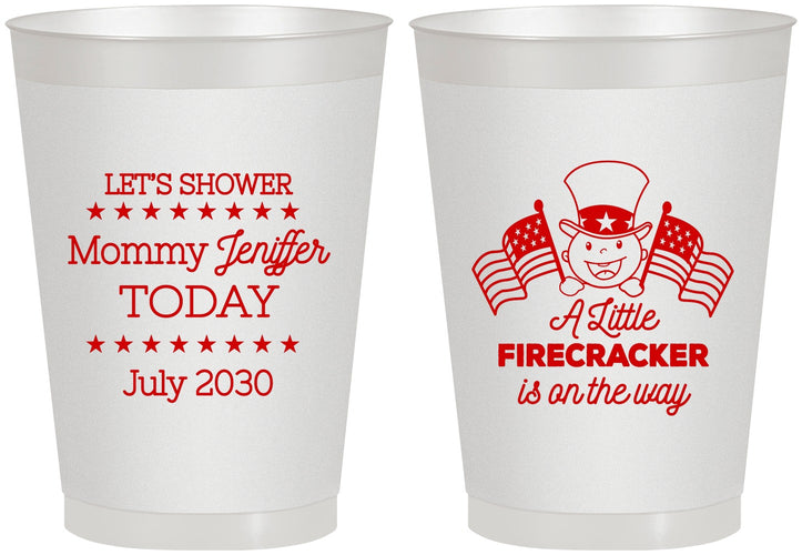 Personalized Baby Shower 8 oz Frosted Cups - Little Firecracker | 90198
