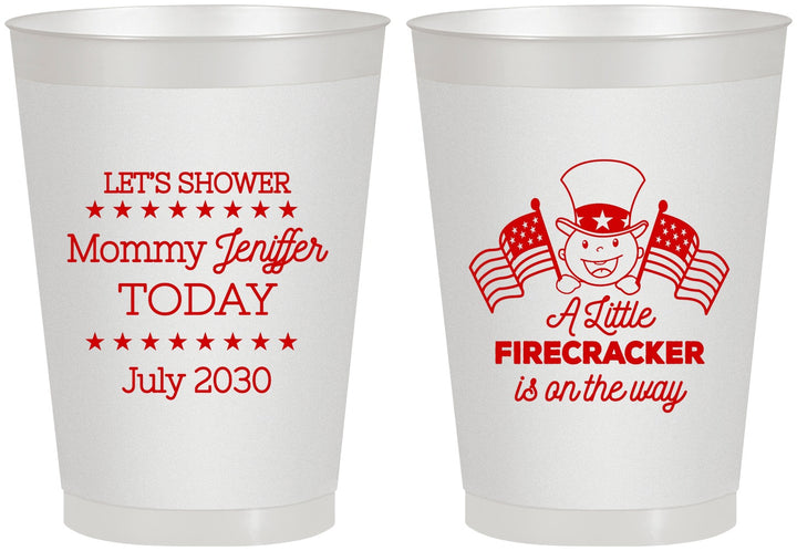 Personalized Baby Shower 8 oz Frosted Cups - Little Firecracker | 90198