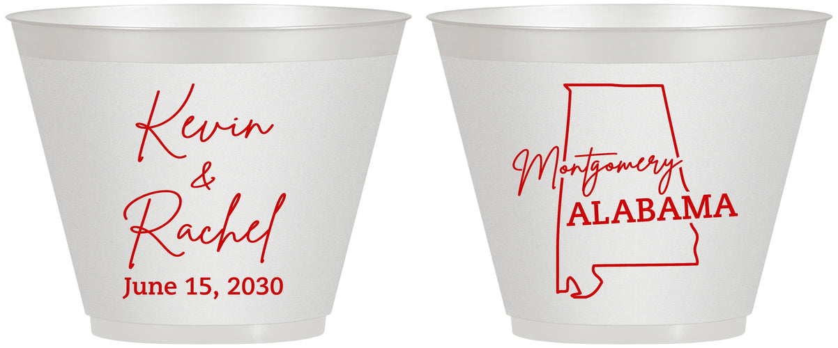 Custom Wedding 9 oz Wine Frosted Cups - Alabama | 100