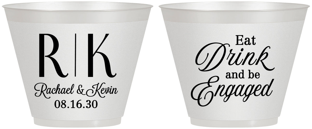 Custom Engagement 9 oz Wine Frosted Cups - Eat Drink Be Engaged | 10000