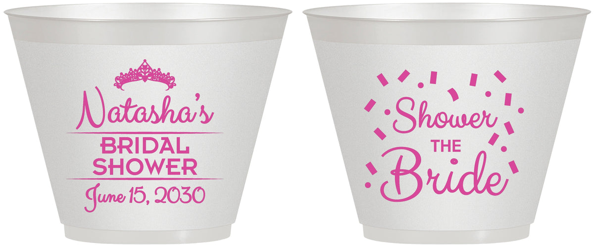 Custom Bridal Shower 9 oz Wine Frosted Cups - Shower The Bride | 100001