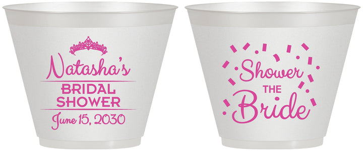 Custom Bridal Shower 9 oz Wine Frosted Cups - Shower The Bride | 100001