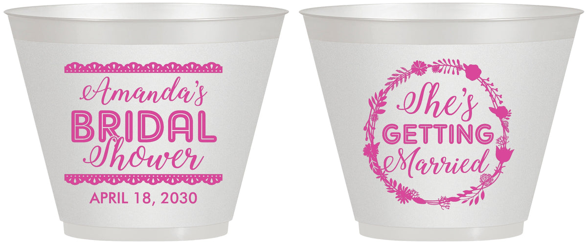 Custom Bridal Shower 9 oz Wine Frosted Cups - She's Getting Married | 100003