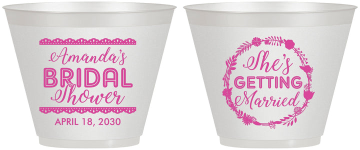 Custom Bridal Shower 9 oz Wine Frosted Cups - She's Getting Married | 100003