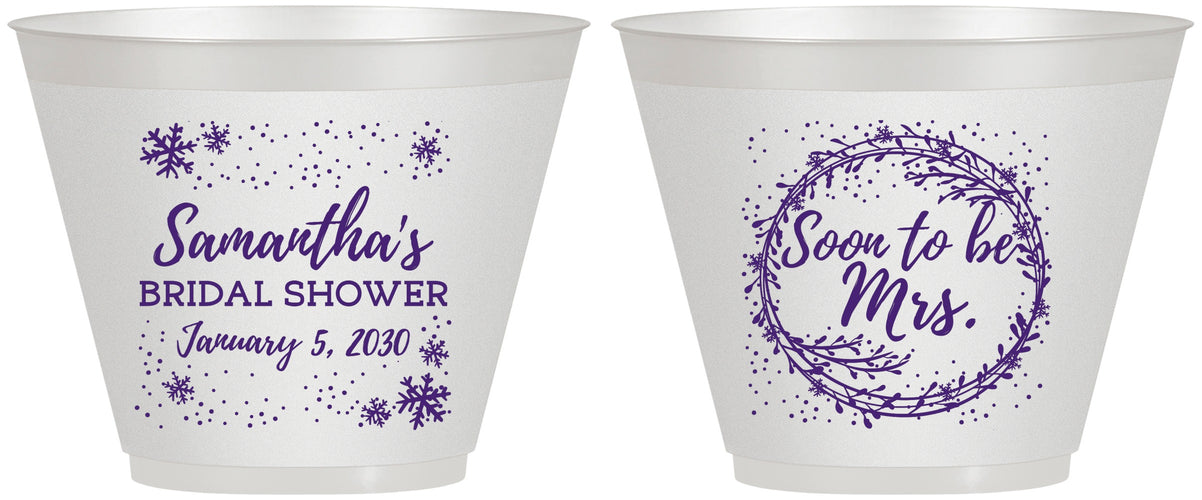 Custom Bridal Shower 9 oz Wine Frosted Cups - Soon To Be Mrs | 100004