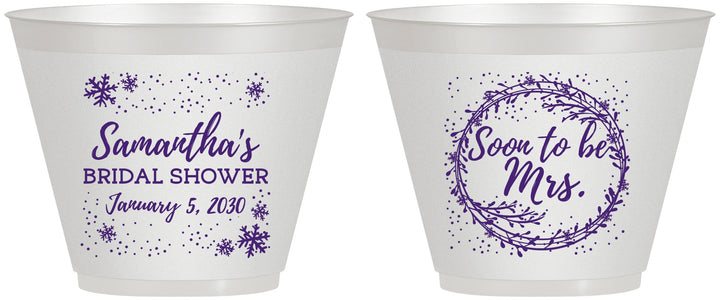 Custom Bridal Shower 9 oz Wine Frosted Cups - Soon To Be Mrs | 100004