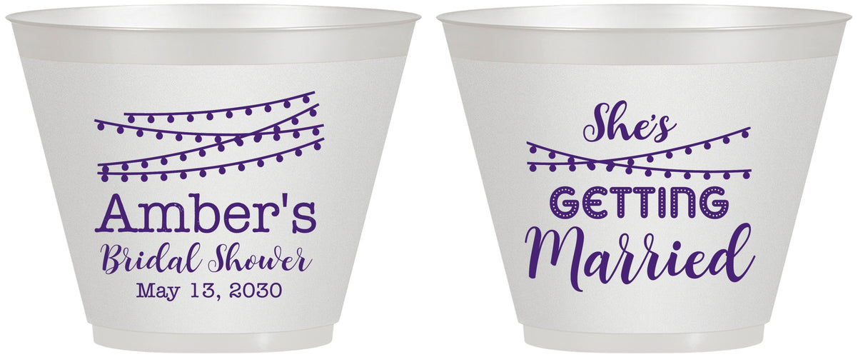 Custom Bridal Shower 9 oz Wine Frosted Cups - She's Getting Married | 100008