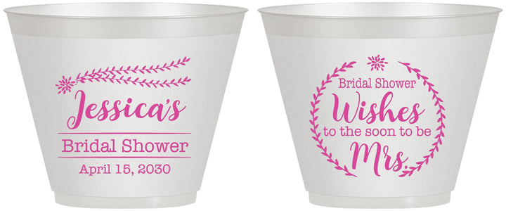 Custom Bridal Shower 9 oz Wine Frosted Cups - Soon To Be Mrs | 100009