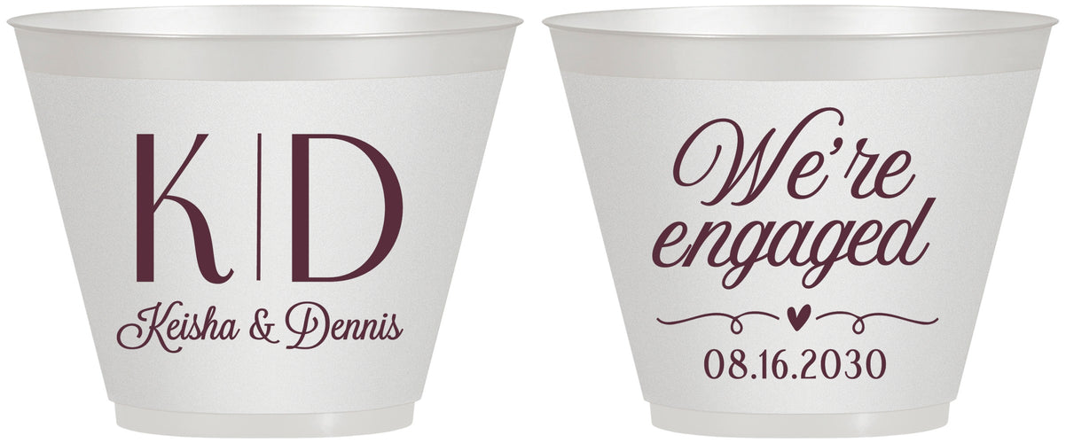 Custom Engagement 9 oz Wine Frosted Cups - We Are Engaged | 10001