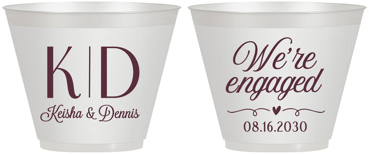 Custom Engagement 9 oz Wine Frosted Cups - We Are Engaged | 10001