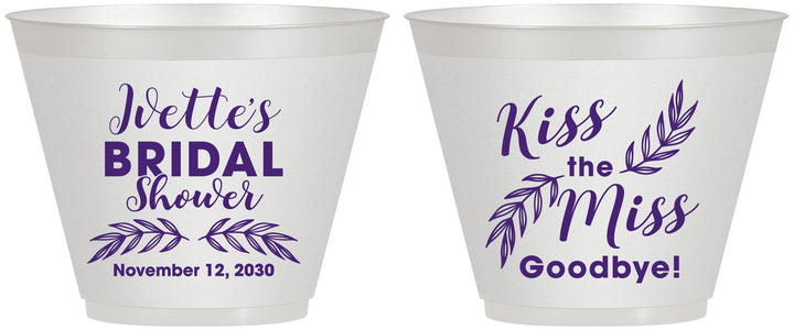 Custom Bridal Shower 9 oz Wine Frosted Cups - Kiss The Miss Goodbye | 100010