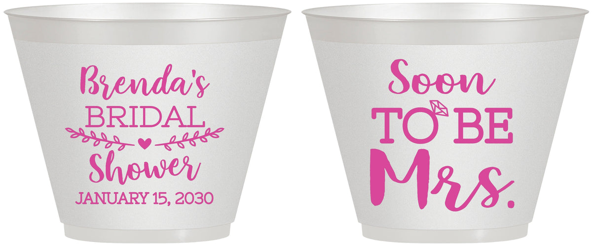 Custom Bridal Shower 9 oz Wine Frosted Cups - Soon To Be Mrs | 100013